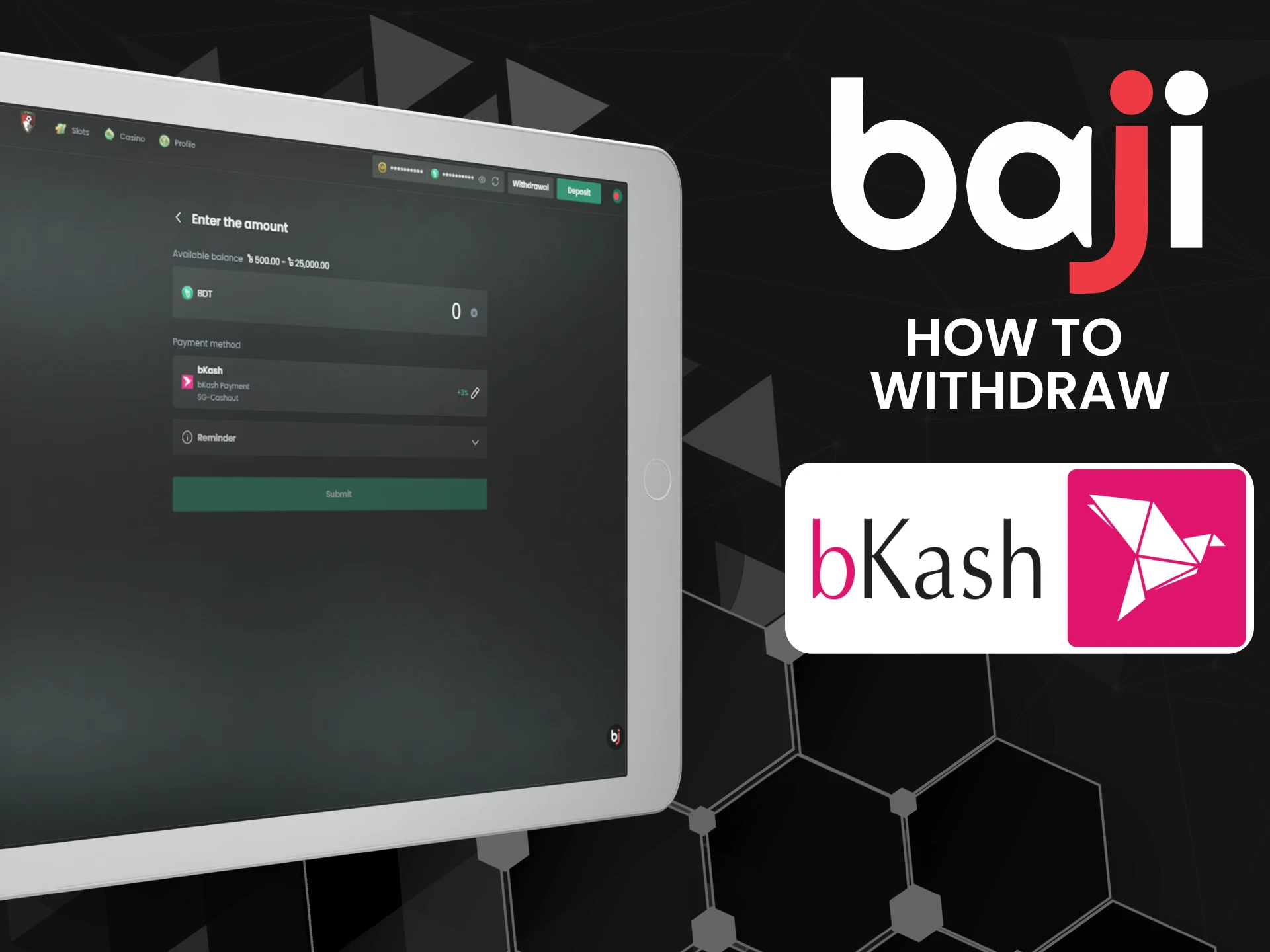 Find out how to withdraw money from Baji.