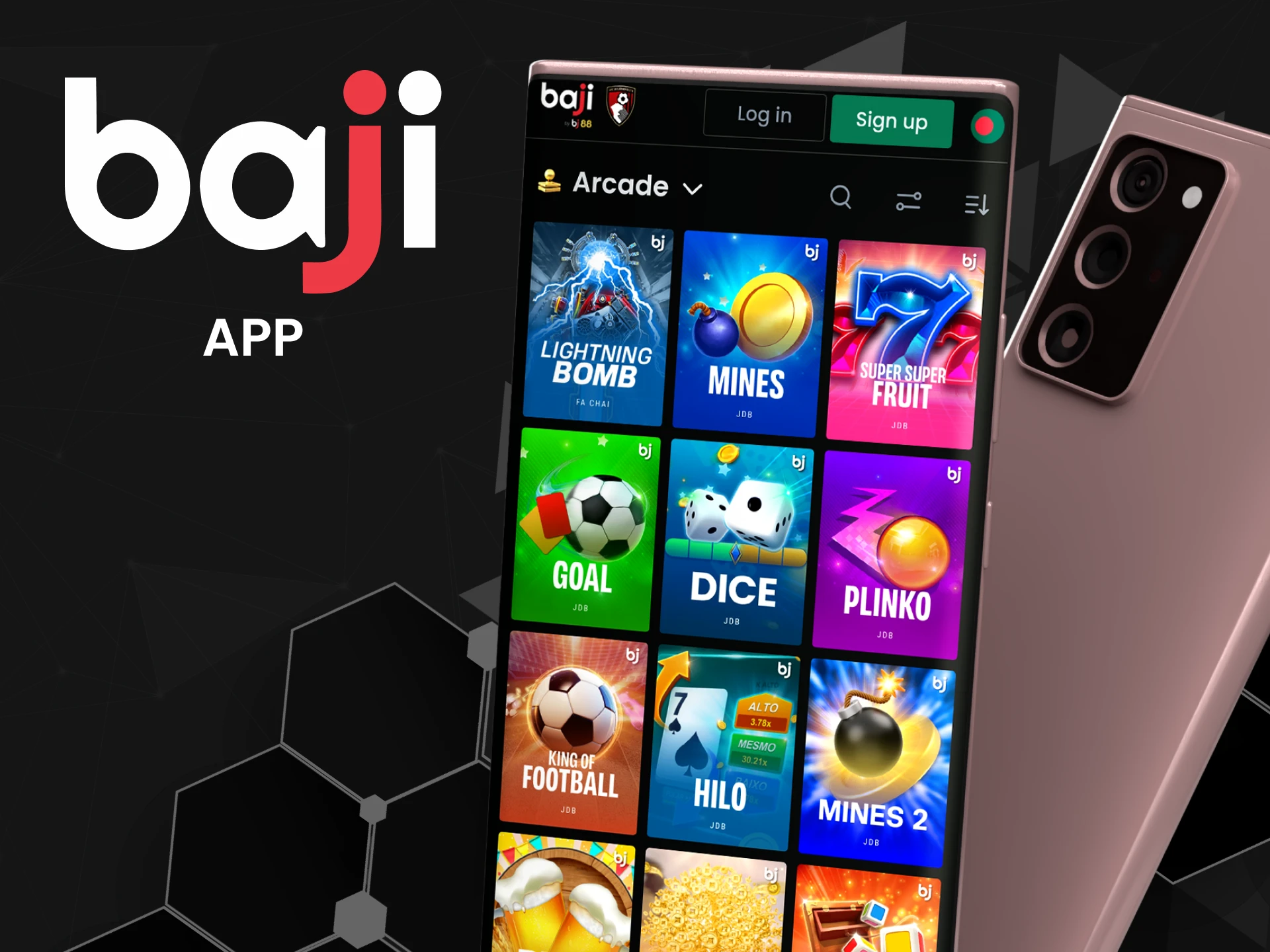 Download Baji app for arcade games.